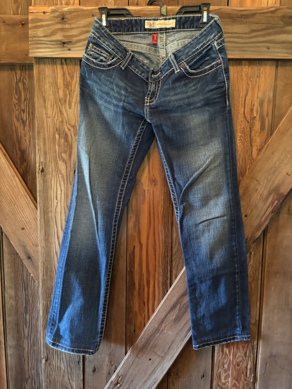 BKE Women's Straight Leg Jeans in Dark Blue Wash